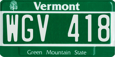 VT license plate WGV418