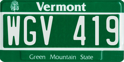 VT license plate WGV419