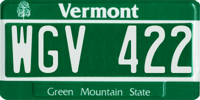 VT license plate WGV422
