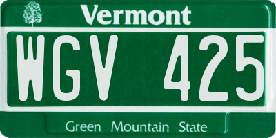 VT license plate WGV425