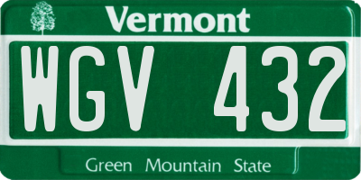 VT license plate WGV432