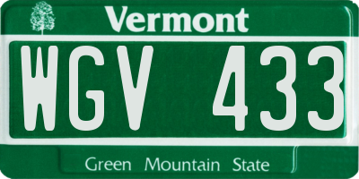 VT license plate WGV433