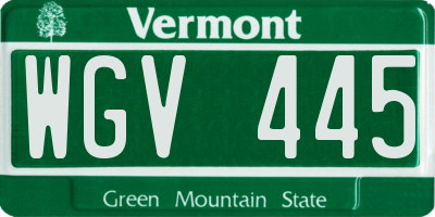 VT license plate WGV445