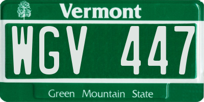 VT license plate WGV447