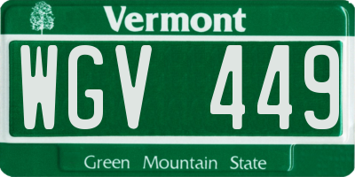 VT license plate WGV449