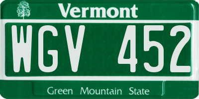 VT license plate WGV452