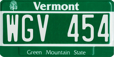 VT license plate WGV454