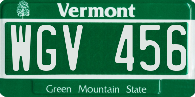 VT license plate WGV456