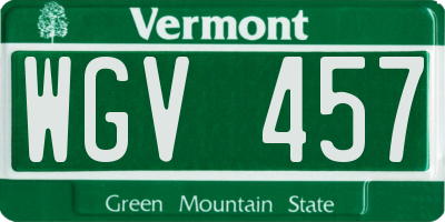 VT license plate WGV457