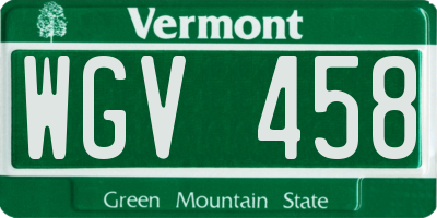VT license plate WGV458