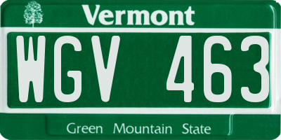VT license plate WGV463