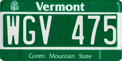 VT license plate WGV475