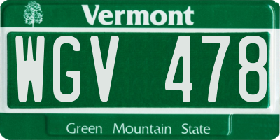 VT license plate WGV478