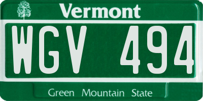 VT license plate WGV494