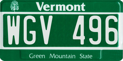 VT license plate WGV496