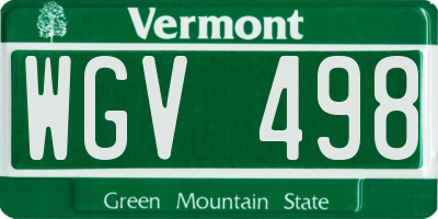 VT license plate WGV498