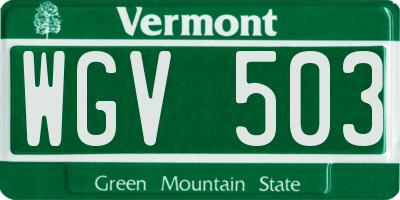 VT license plate WGV503