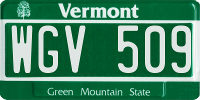 VT license plate WGV509