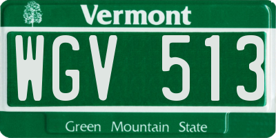 VT license plate WGV513