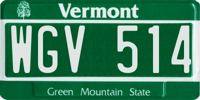 VT license plate WGV514