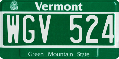 VT license plate WGV524