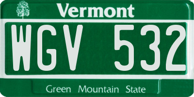 VT license plate WGV532