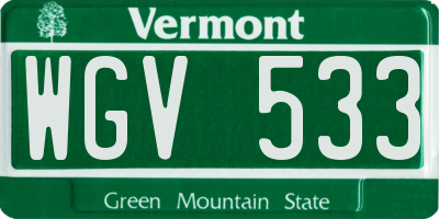 VT license plate WGV533