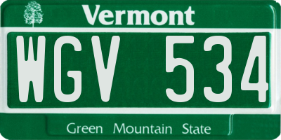 VT license plate WGV534