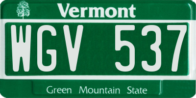 VT license plate WGV537