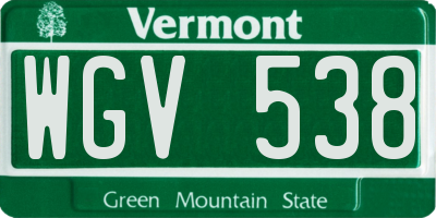VT license plate WGV538