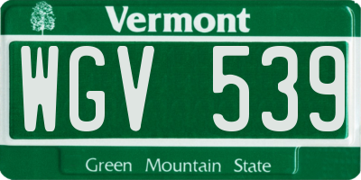 VT license plate WGV539