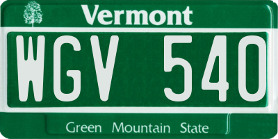 VT license plate WGV540