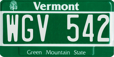 VT license plate WGV542