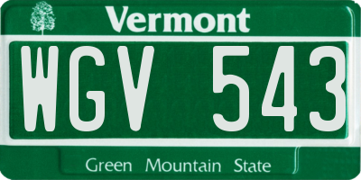 VT license plate WGV543