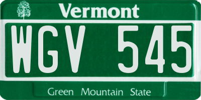 VT license plate WGV545
