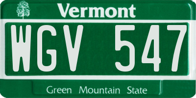 VT license plate WGV547