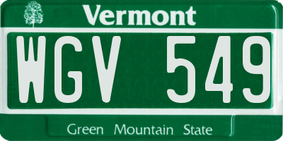 VT license plate WGV549