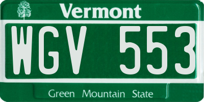 VT license plate WGV553