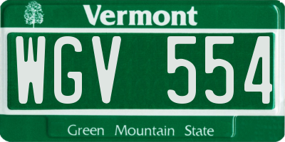 VT license plate WGV554