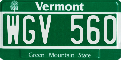 VT license plate WGV560