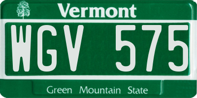 VT license plate WGV575