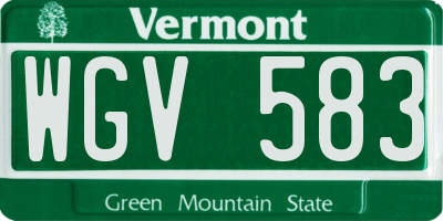 VT license plate WGV583