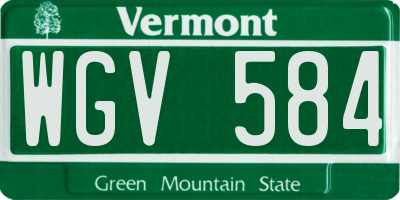 VT license plate WGV584