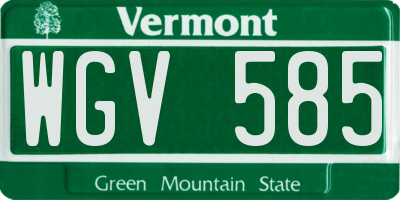 VT license plate WGV585