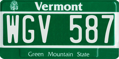 VT license plate WGV587
