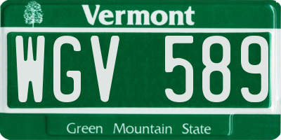 VT license plate WGV589
