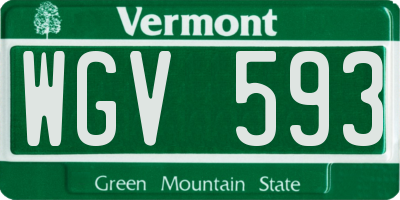 VT license plate WGV593