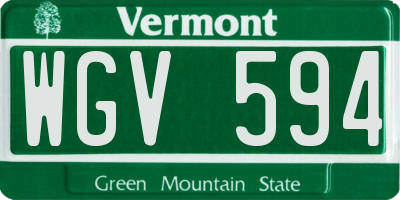 VT license plate WGV594