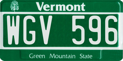 VT license plate WGV596
