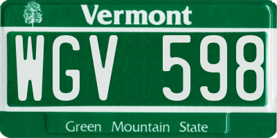 VT license plate WGV598